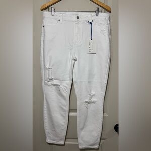 NWT Eunina Distressed White Clara High Rise Skinny Crop Jeans Size 15/32